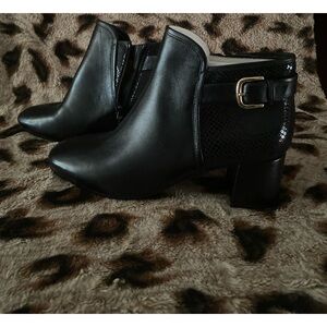 Naturalizer Black booties with gold buckle